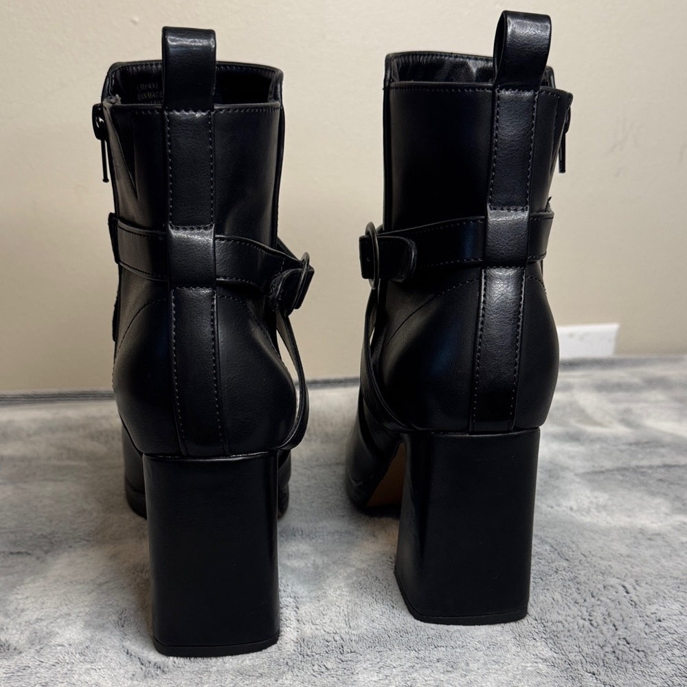 LIKE NEW Kensie “Axe” Black Block Heel Booties - Square Toe - Side Zip - 6.5 - Picture 3 of 12